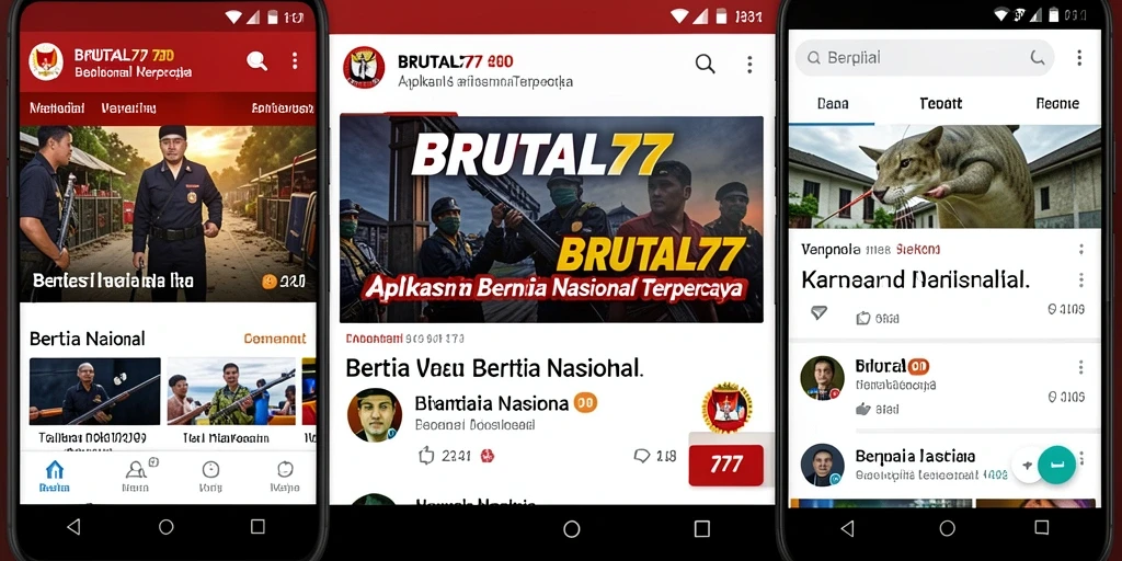 Tampilan antarmuka aplikasi Berita Nasional BRUTAL77 yang menarik.