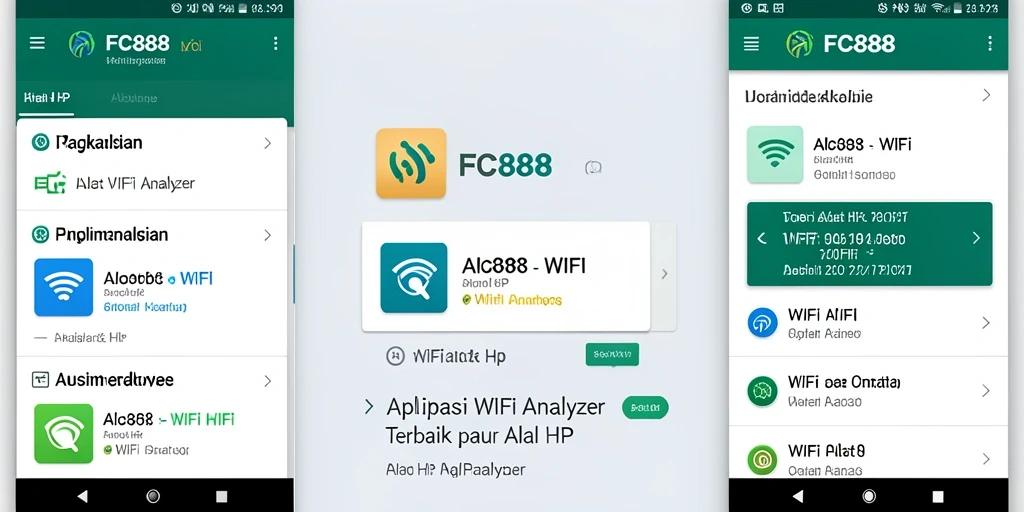Antarmuka pengguna FC888 yang jelas dan informatif untuk WiFi Analyzer.