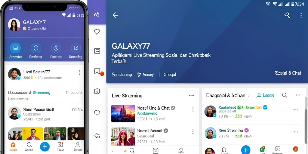 Tampilan antarmuka aplikasi GALAXY77 yang menarik saat Live Streaming.