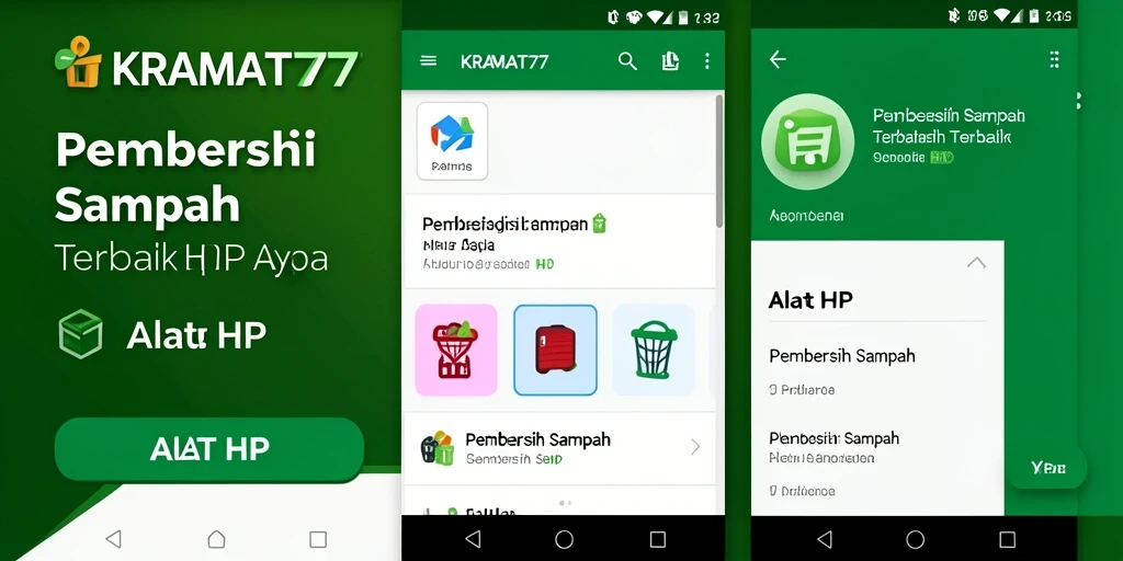 Antarmuka KRAMAT77 menampilkan fitur pembersihan sampah yang mudah digunakan.
