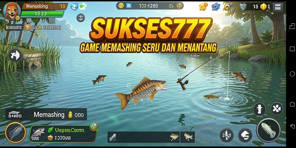 Antarmuka menarik dari game Memancing SUKSES777 dengan berbagai fitur.