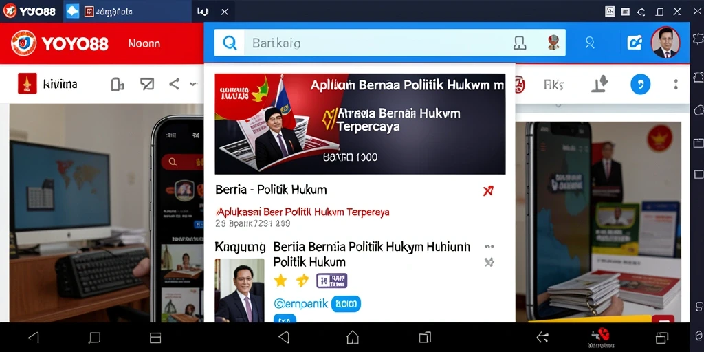Antarmuka aplikasi YOYO88 menampilkan berita politik dan hukum terkini.